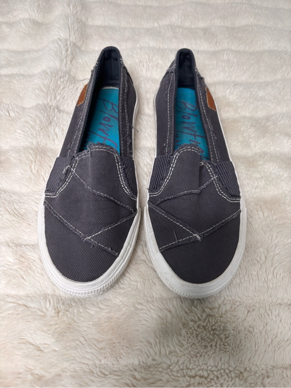 Blowfish Slip-On Canvas Loafers in Dark Gray with White Sole